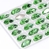 Peridot Navette Shape High Quality Glass Pointed Back Fancy Rhinestones WholesaleRhinestone